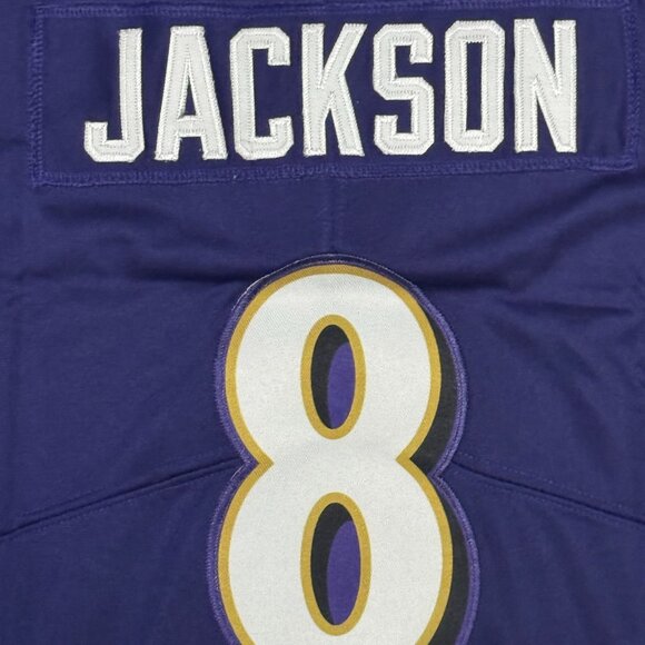 Baltimore Ravens Lamar Jackson #8 Purple Jersey All Stitched Sizes Youth M-XL - Picture 6 of 7